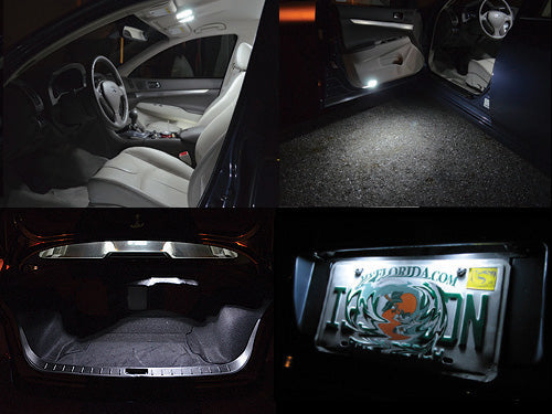 2008-2015 Infiniti G37 Coupe LED Interior Map, Door, Vanity Mirror, Trunk, License Plate Lights Kit