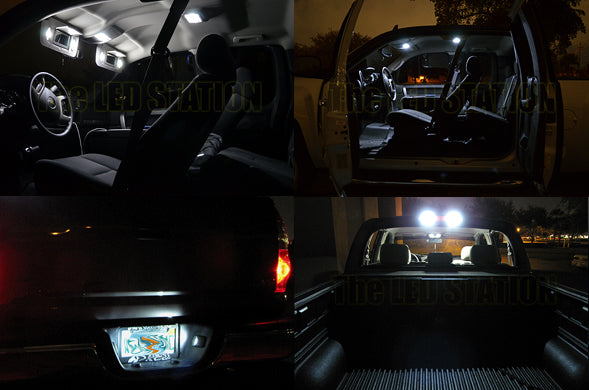 White LED Interior Dome, Map, Cargo, License Plate And Sunvisors Lights For 07-12 Silverado Extended And Crew Cab