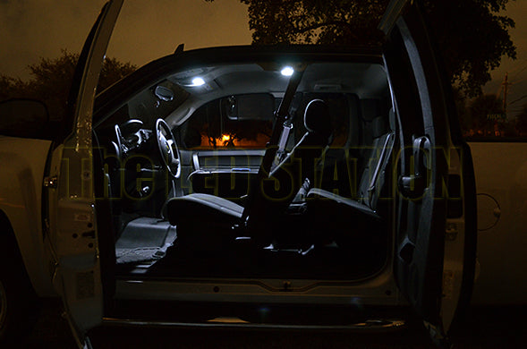 White LED Interior Dome, Map, Cargo, License Plate And Sunvisors Lights For 07-12 Silverado Extended And Crew Cab