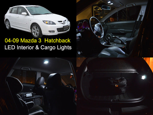 04-09 Mazda 3 Hatchback White SMD LED Interior and Cargo Lights Package