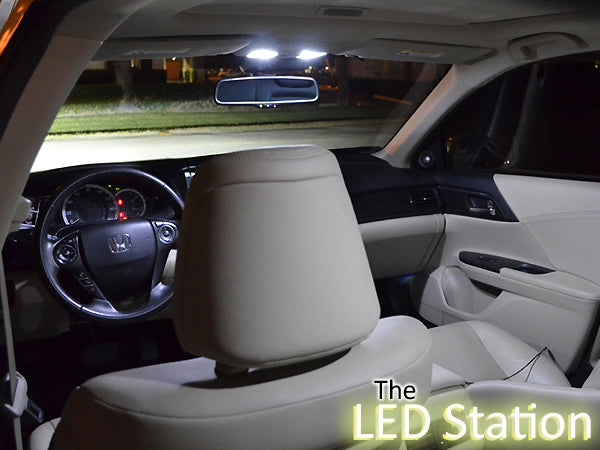 White LED Interior Dome, Map, Trunk And License Plate Lights For 13-17 Accord - 4cyl