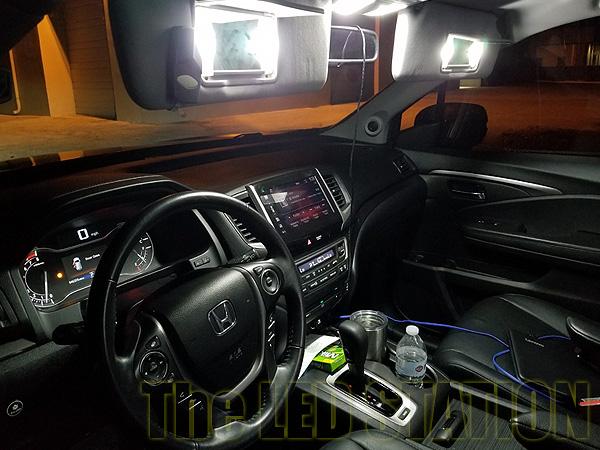 White LED Interior Map, Dome, Cargo And Visors Lights Kit For 16-18 Honda Pilot