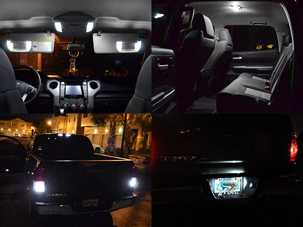 White LED Interior Lights Kit For Tundra 14-18 Access / Double Cab (Interior, Vanity, License, Cargo, Reverse)