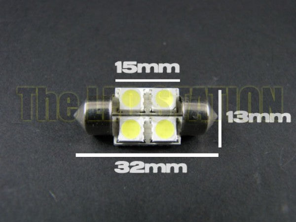 WHITE 4-LED SMD DE3175 DE3021 DE3022 3175 (Pair)