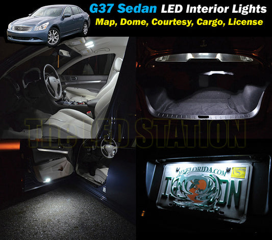 White SMD LED Interior Cargo and License Plate Lights Package For 2009-2013 Infinity G37 Sedan