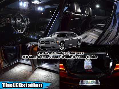 White SMD LED Interior Dome, Visors, Doors, Map, Glove Box, Trunk And License Lights Kit for 11-14 Dodge Charger