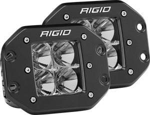 Rigid Industries 3" x 3" LED D-Series Flush Mount Black PRO Flood Light Set - 2 Lights