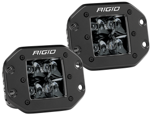 Rigid Industries 3" x 3" D2 - Midnight Edition Flush Mount Spot Lights - Pair