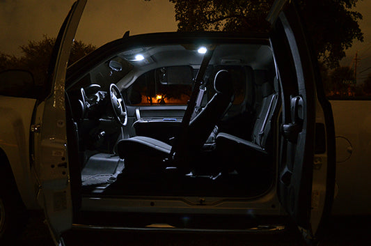 White LED Interior Dome, Map, Cargo, License Plate And Sunvisors Lights For 07-12 Silverado Extended And Crew Cab